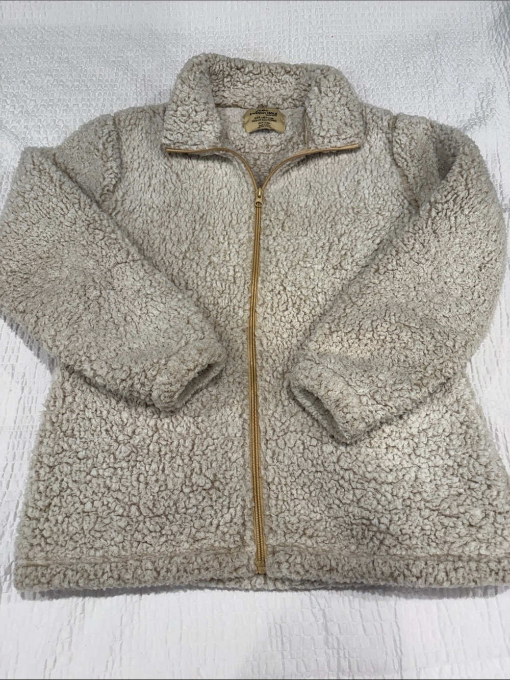 Jackson Hole Cozy Sherpa Zip-Up Jacket in Creamy Beige
Size M